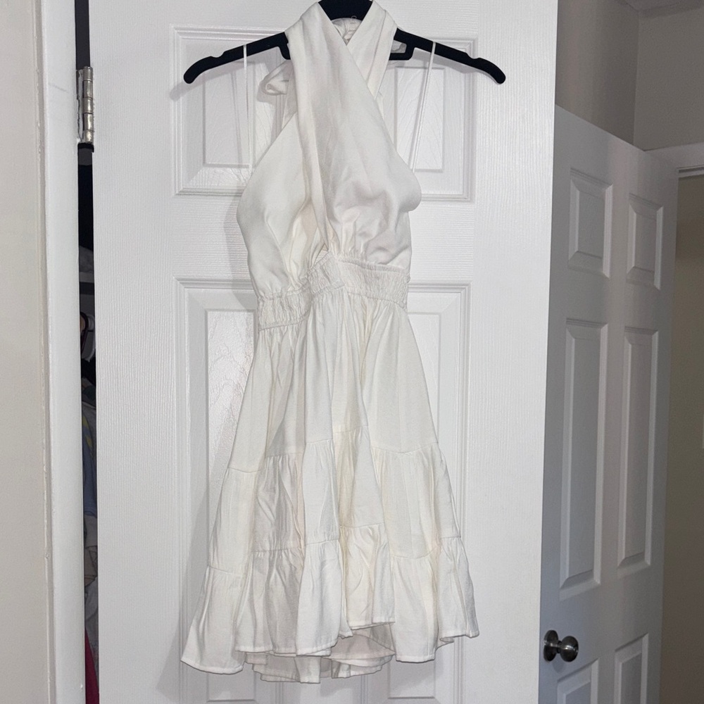 Elegant White Halter Dress